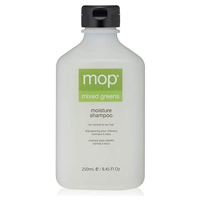 Pasteur Pharmacy MOP Mixed Green Moisture Shampoo bottle, 8.45 oz, with green label and clear cap, shown on a plain background.