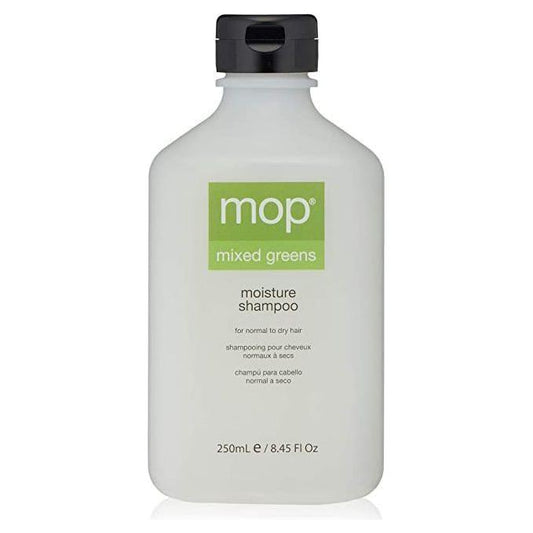 Pasteur Pharmacy MOP Mixed Green Moisture Shampoo bottle, 8.45 oz, with green label and clear cap, shown on a plain background.