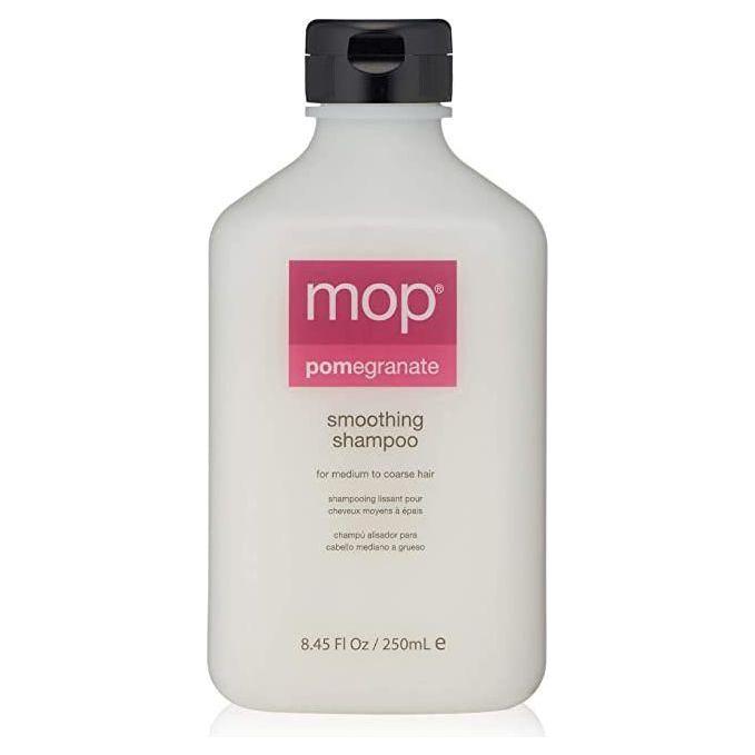 Pasteur Pharmacy MOP Pomegranate Smoothing Shampoo in 8.45 oz bottle showing the shampoo bottle with pomegranate imagery.