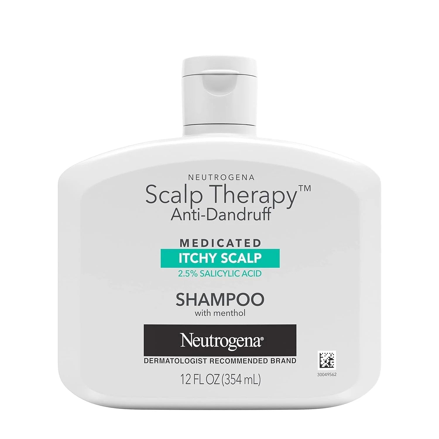 Neutrogena Scalp Therapy anti-dandruff shampoo with peppermint fragrance, 12 fl oz, designed for itchy scalp and dandruff relief.