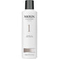 Nioxin System 1 Cleanser Shampoo in 5.07 fl oz bottle, designed for thinning hair, with clear shampoo liquid visible.