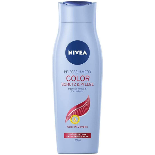 Nivea Color Protect Shampoo in 250ml bottle, designed to preserve hair color and add shine.