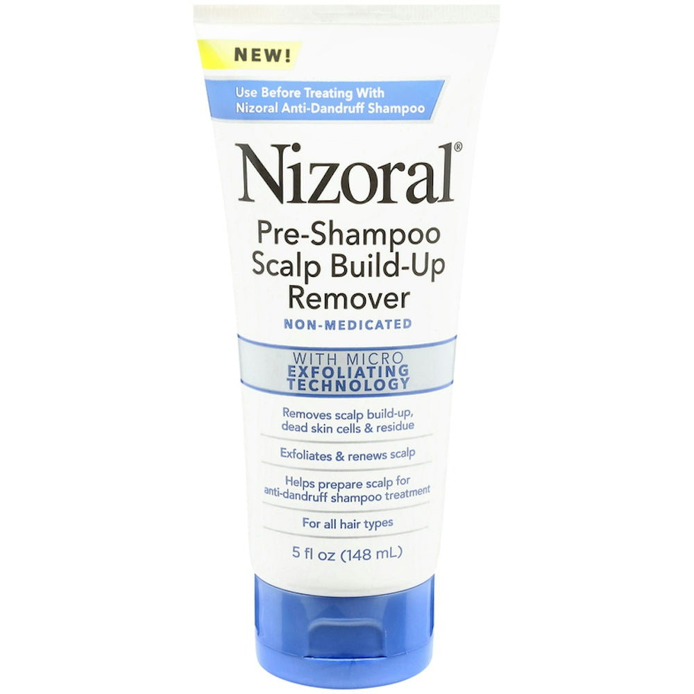 Nizoral Pre-Shampoo Scalp Build-Up Remover shampoo from Pasteur Pharmacy, 5 fl oz bottle, with clear label and applicator cap.
