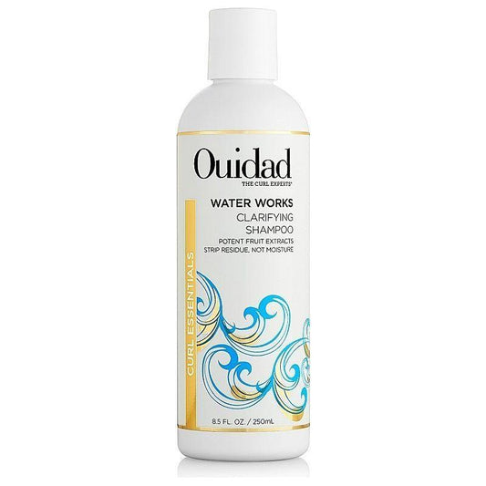 Ouidad Water Works Clarifying Shampoo in 8.5 oz bottle, gentle hair cleanser with natural ingredients.