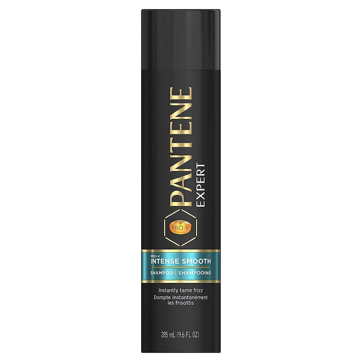 Pantene Expert Intense Smooth Shampoo 9.6oz bottle, designed for sleek, frizz-free hair with nourishing formula.