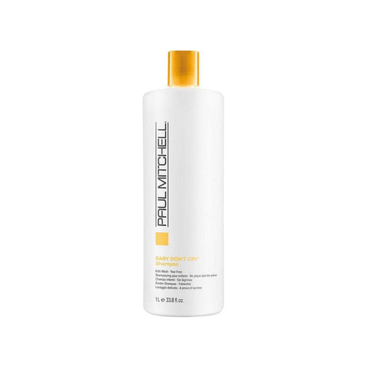 Paul Mitchell Baby Don't Cry tearless shampoo bottle, gentle cleanser for babies, 33.8 oz, natural hair care product