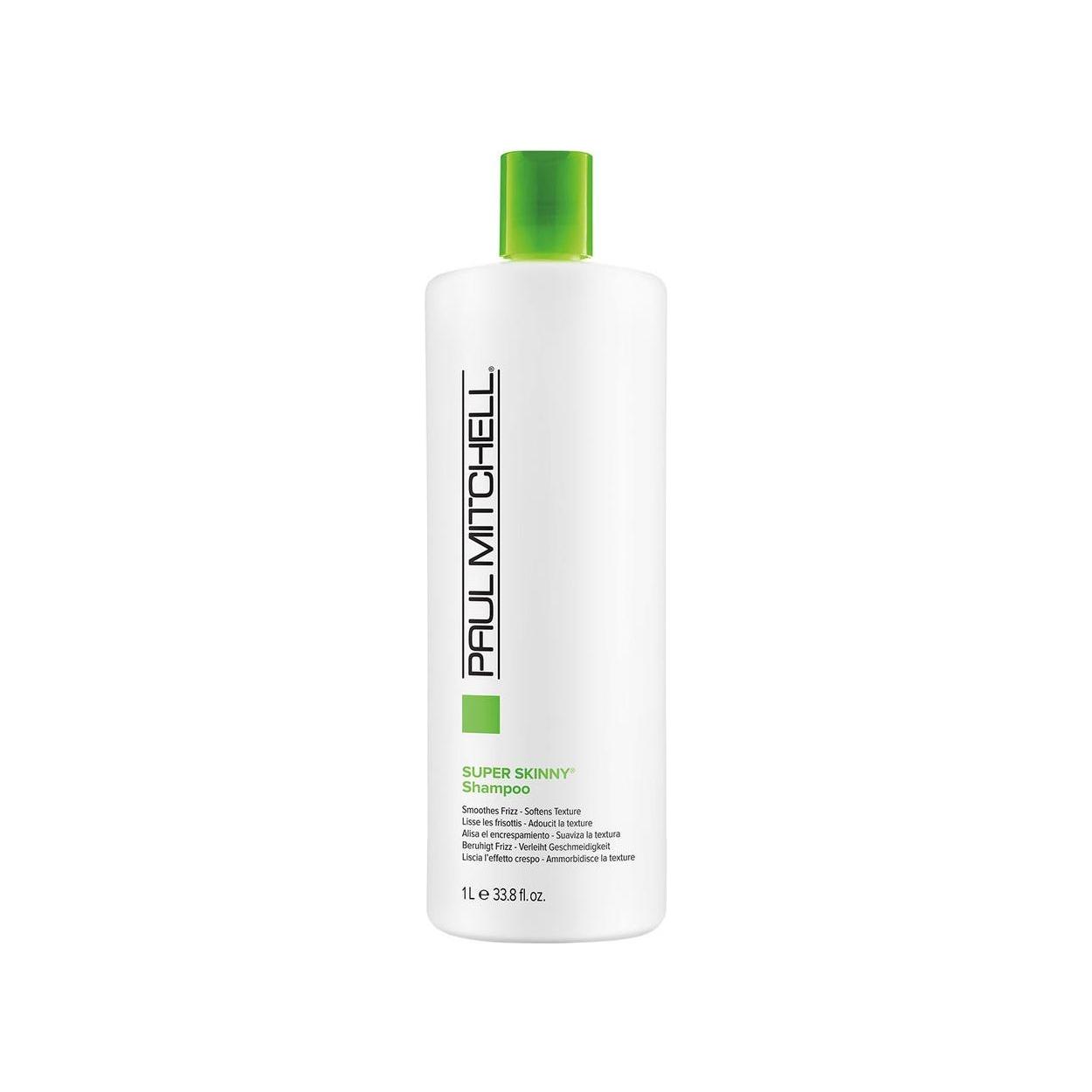 Paul Mitchell Smoothing Super Skinny Daily Shampoo bottle with label, 33.8 fl oz size, designed for smoothing and lightweight cleansing.