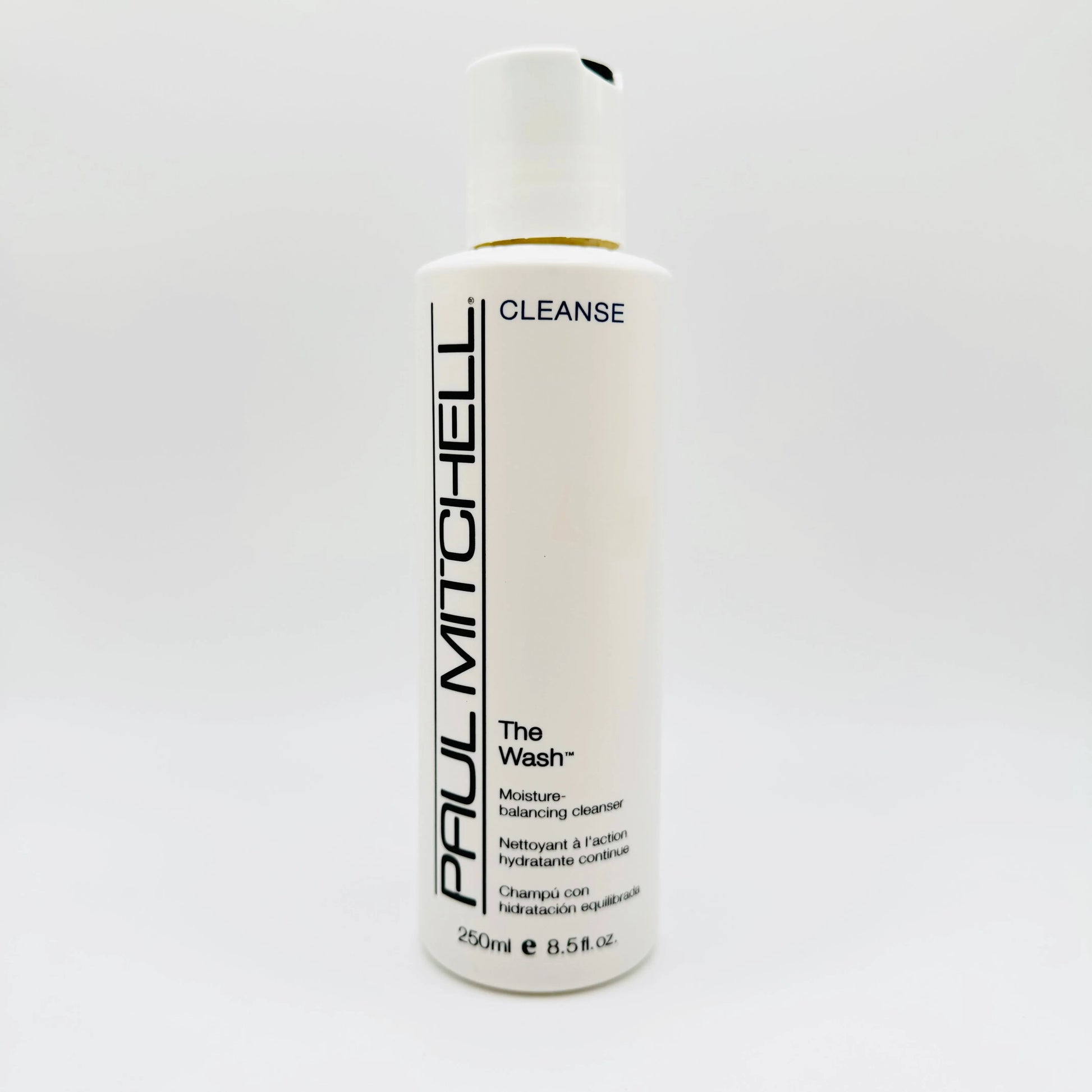 Paul Mitchell The Wash Cleanse Moisture Balance Shampoo in 8.5 oz bottle, showing the shampoo bottle with label and product details