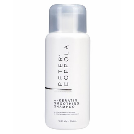 Peter Coppola Keratin Smoothing Shampoo 10oz bottle, gentle shampoo for smoothing and strengthening hair.
