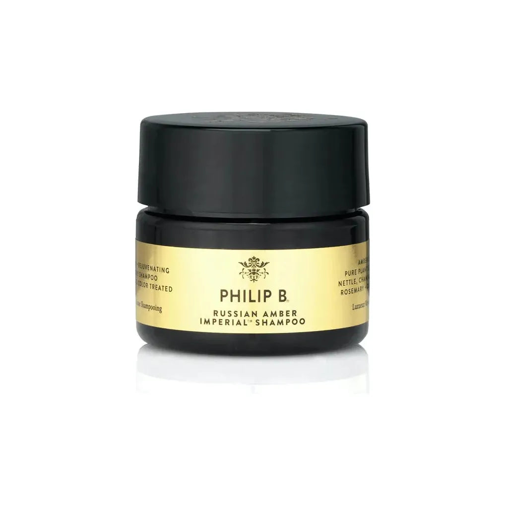 Philip B. Russian Amber Imperial Shampoo in 3 oz bottle, featuring luxurious hair care formula with amber scent, by Pasteur Pharmacy