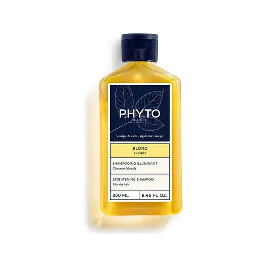 Pasteur Pharmacy Phyto Blonde Brightening Shampoo 250ml, clear bottle with yellow shampoo, designed to enhance blonde hair brightness.