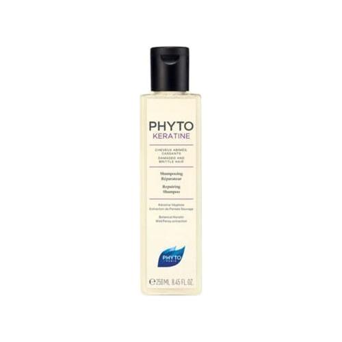 Phyto Phytokeratine Reparative Shampoo in 6.7 oz bottle, natural hair repair shampoo by Pasteur Pharmacy, with botanical ingredients.
