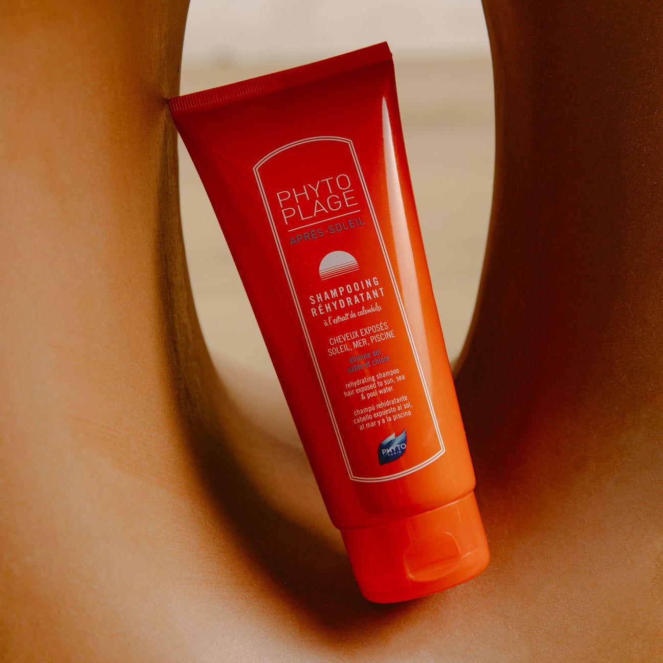 Phyto Sun Care Phytoplage Hair & Body Rehydrating Shampoo in 200ml bottle, gentle cleanser for sun-exposed hair and skin.