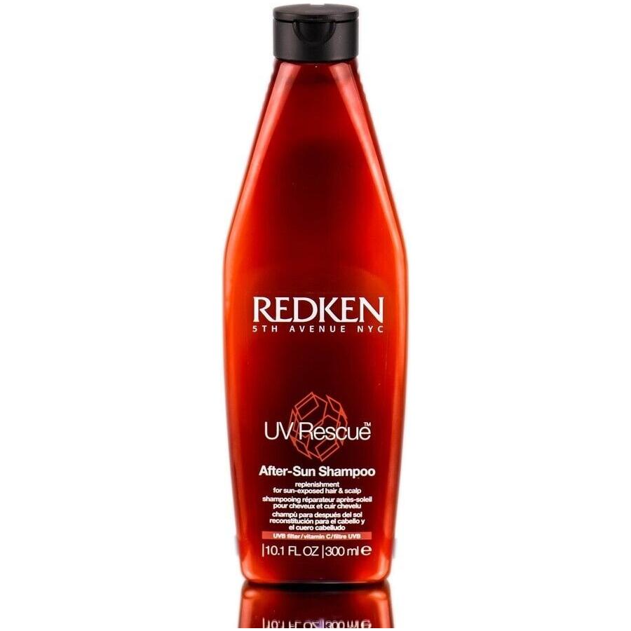 Redken UV Rescue After Sun Shampoo in 10.1 fl oz bottle, designed to nourish and protect sun-damaged hair.
