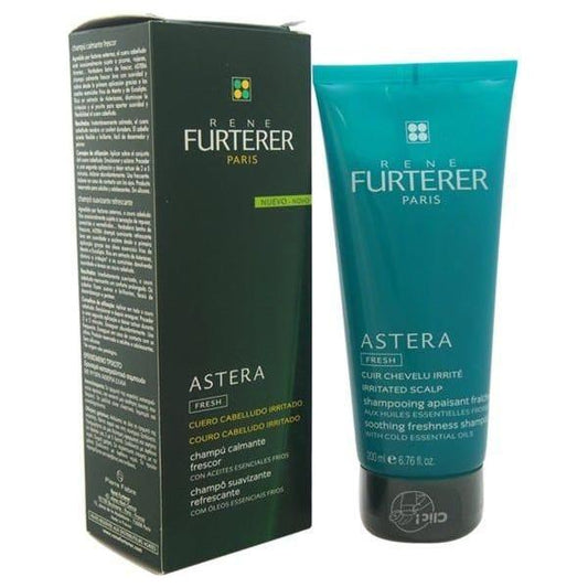 Rene Furterer ASTERA FRESH soothing shampoo for irritated scalp in 200ml bottle, with gentle formula and calming ingredients.