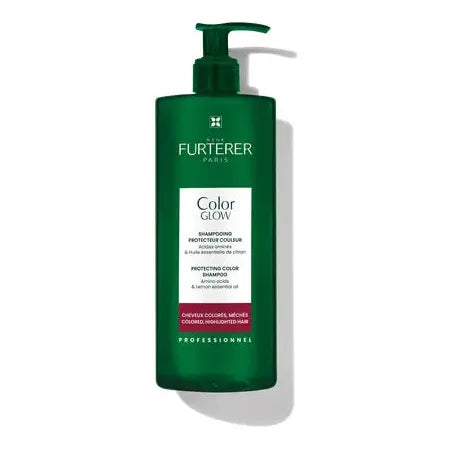 Rene Furterer Color Glow Protecting Color Shampoo bottle, 500ml, with sleek packaging and product label visible.