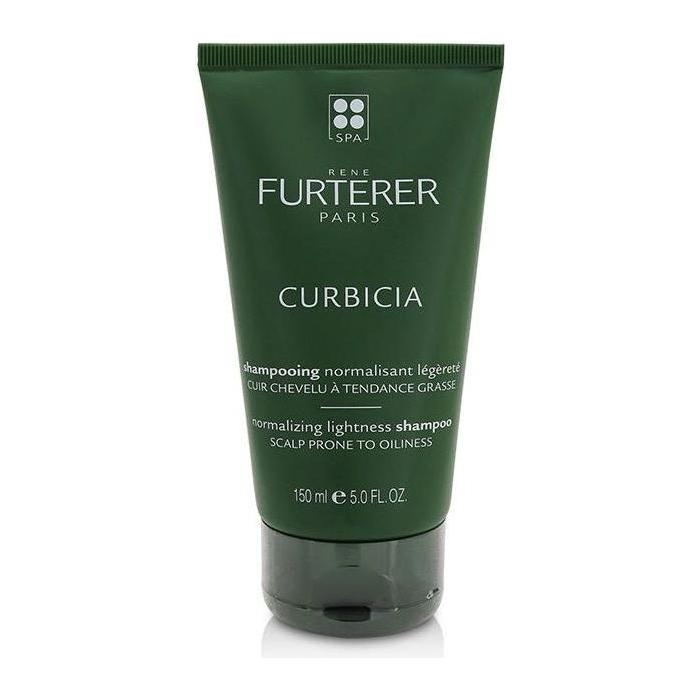 Rene Furterer Curbicia normalizing lightness shampoo bottle, 150ml, for oily scalp and hair clarifying care.
