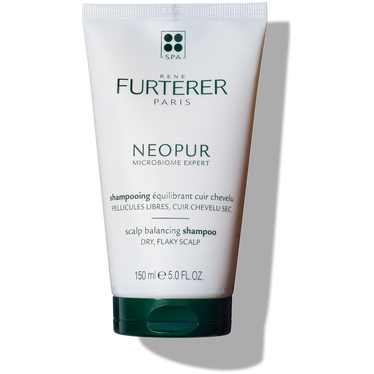 Rene Furterer Neopur Anti-Dandruff Balancing Shampoo for dry, flaky scalp, 150ml (5 oz), bottle with white label and flip cap.