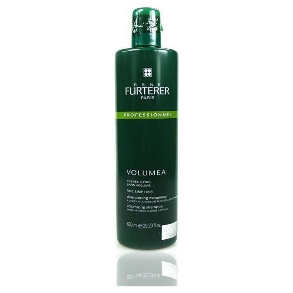 Rene Furterer VOLUMEA volumizing shampoo in 600ml bottle, showcasing the shampoo with its label and packaging design.