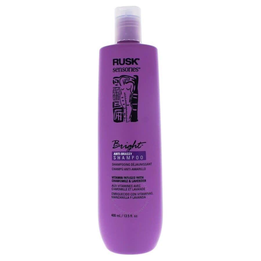 Rusk Sensories Bright Chamomile and Lavender brightening shampoo in a 13.5 oz bottle, designed for luminous hair.