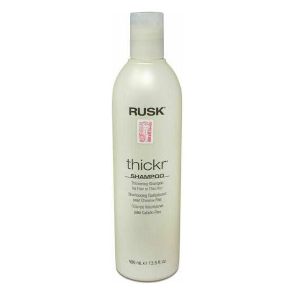 Rusk Thickr Shampoo 13.5 oz bottle from Pasteur Pharmacy, showing the product label and packaging.