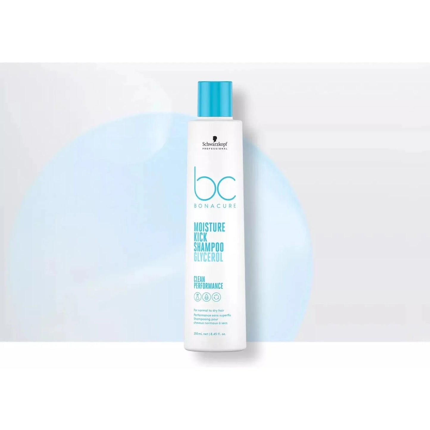 Schwarzkopf BC Bonacure Moisture Shampoo in 8.5 oz bottle, designed for hydrating and nourishing hair.