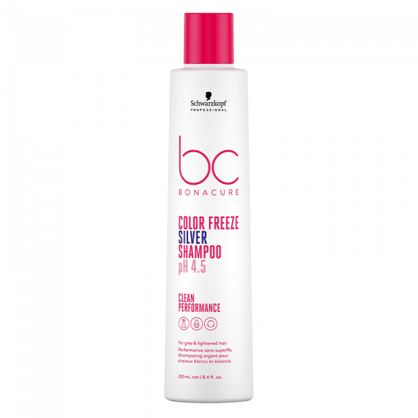 Schwarzkopf Bonacure Color Save True Silver Reflex Shampoo in 6.8 oz bottle, designed to enhance silver and gray hair tones.