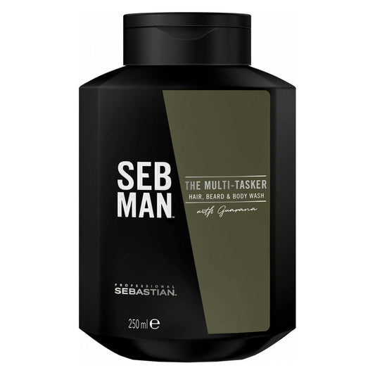 Sebastian Professional Seb Man The Multi-tasker 3-in-1 Wash Shampoo in 250ml bottle, versatile hair and scalp cleanser