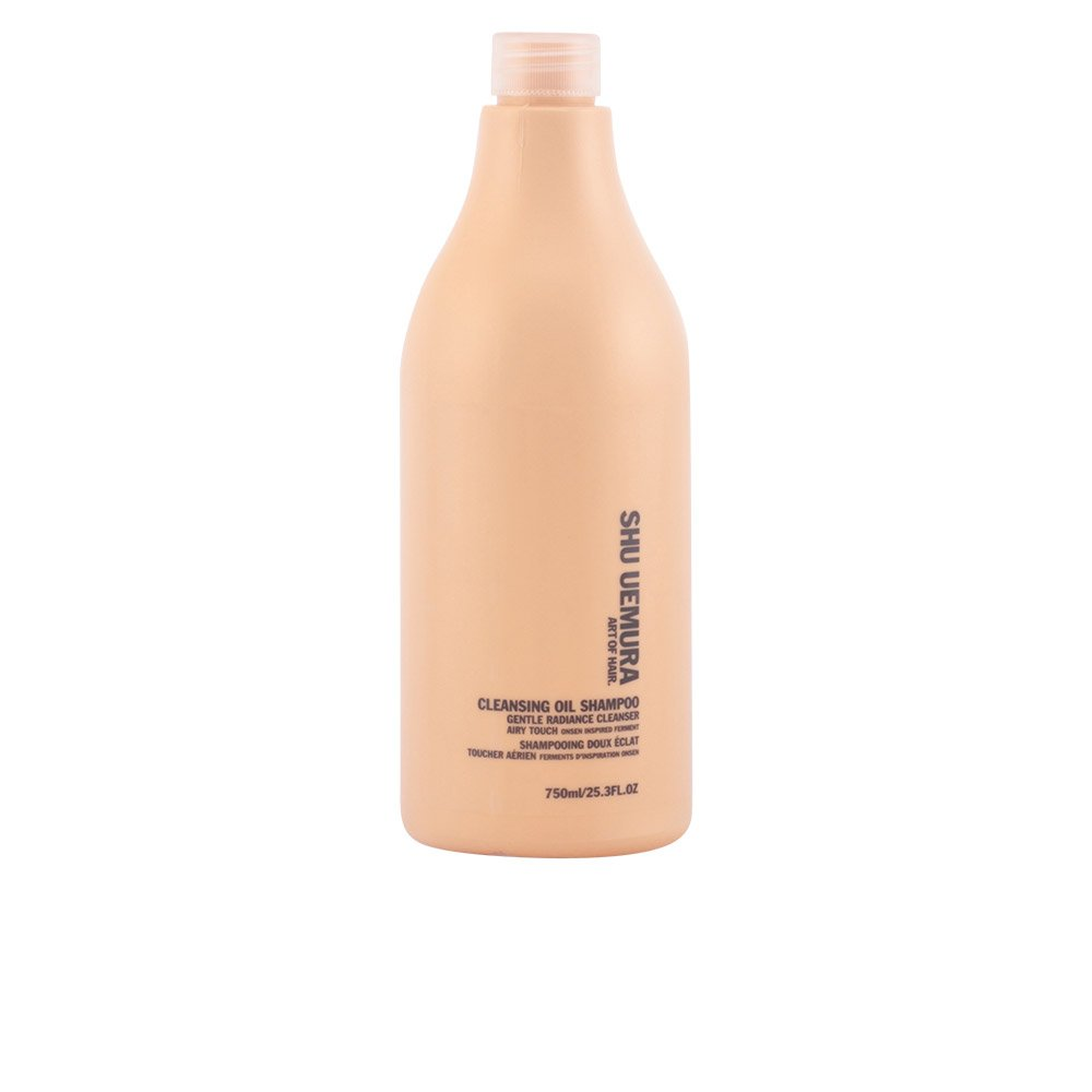 Shu Uemura Art of Hair Cleansing Oil Shampoo Gentle Radiance 750ml bottle, professional size, with sleek packaging and label details.