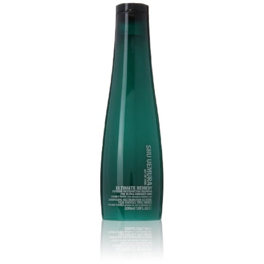 Shu Uemura Ultimate Remedy Shampoo 300ml bottle with sleek packaging, designed for nourishing hair care.