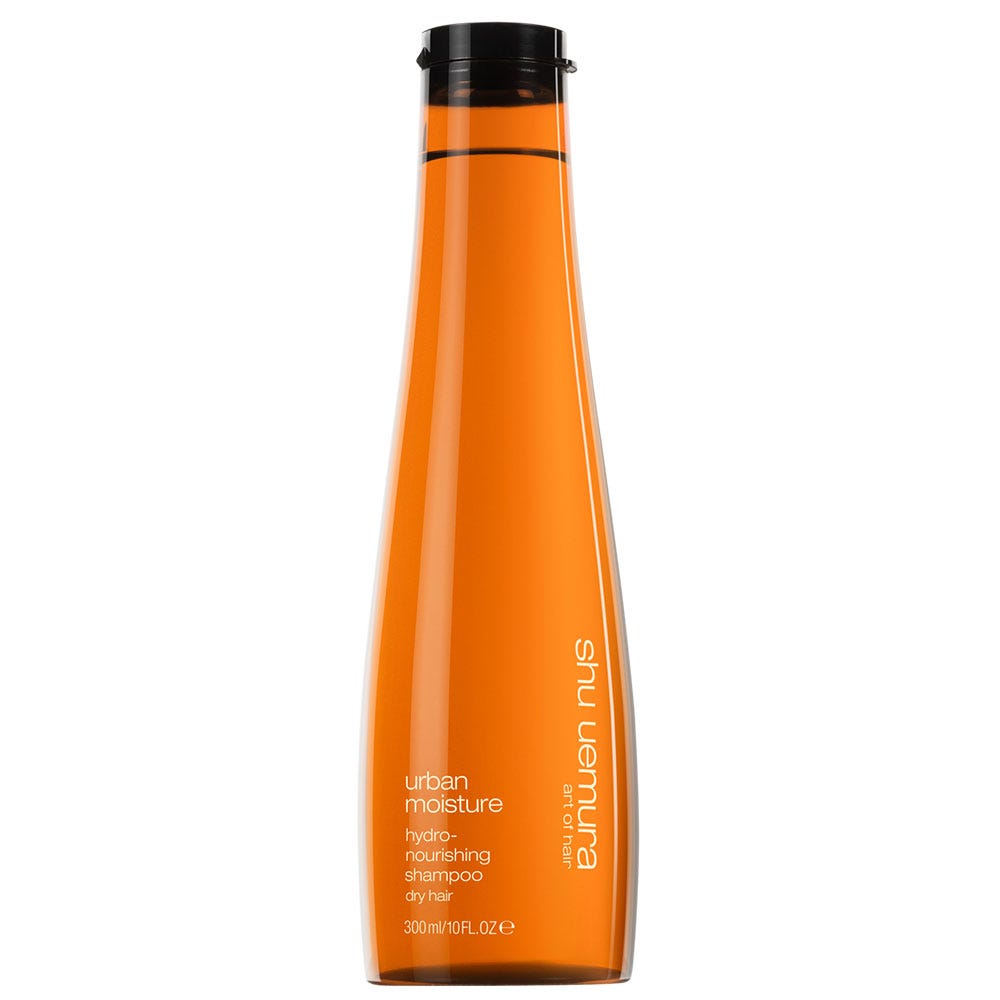 Shu Uemura Urban Moisture Hydro-Nourishing Dry Hair Shampoo 300ml bottle, designed for dry hair hydration and nourishment.