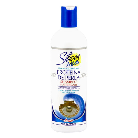 Silicon Mix Proteina De Perla Shampoo by Pasteur Pharmacy, 16 oz bottle of nourishing hair shampoo with pearl protein.