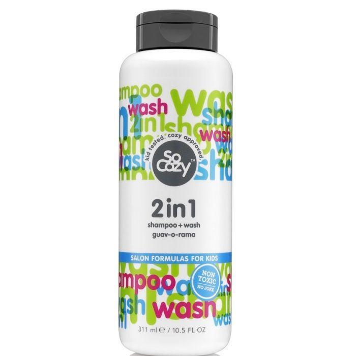 Pasteur Pharmacy SoCozy 2-in-1 shampoo and wash in a 10.5 fl oz bottle, gentle hair cleanser for kids and families.