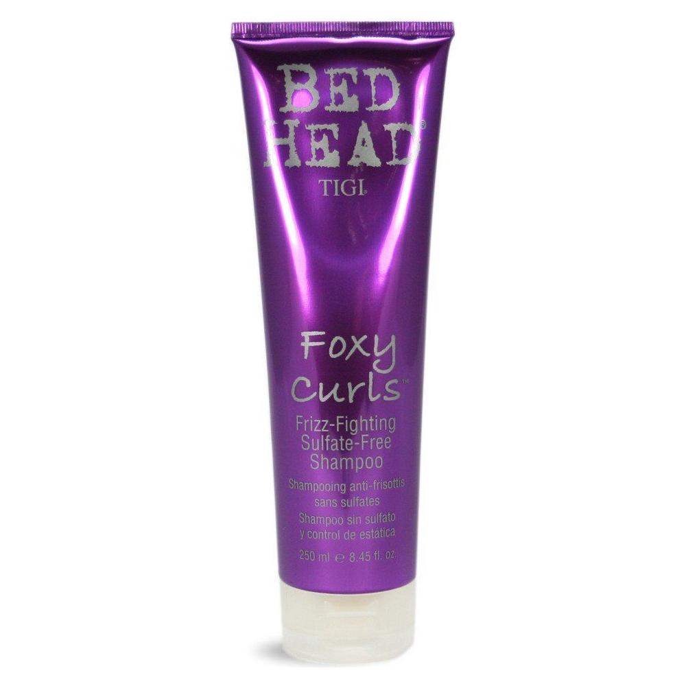 Tigi Bed Head Foxy Curls Shampoo, frizz-fighting formula in 8.45 oz bottle, for curly hair care and moisture.