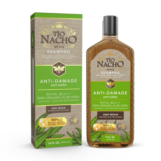 Tío Nacho Aloe Vera Deep Repair Shampoo in 14 fl oz bottle, featuring natural aloe vera for nourishing hair repair.