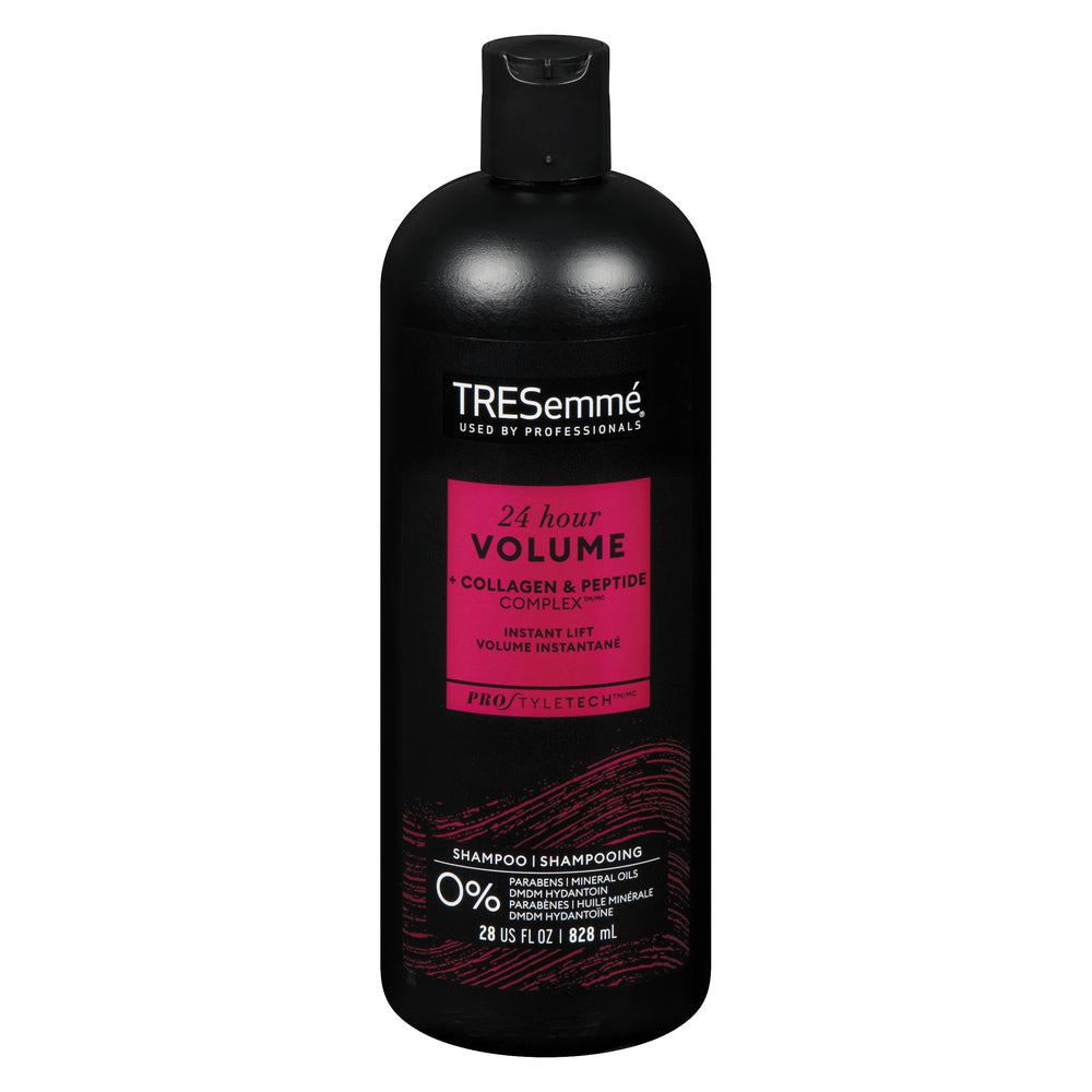 TRESemme Shampoo 24 Hour Volume with Collagen & Peptide Complex, 28 Fl Oz bottle, natural hair volume and thickness.