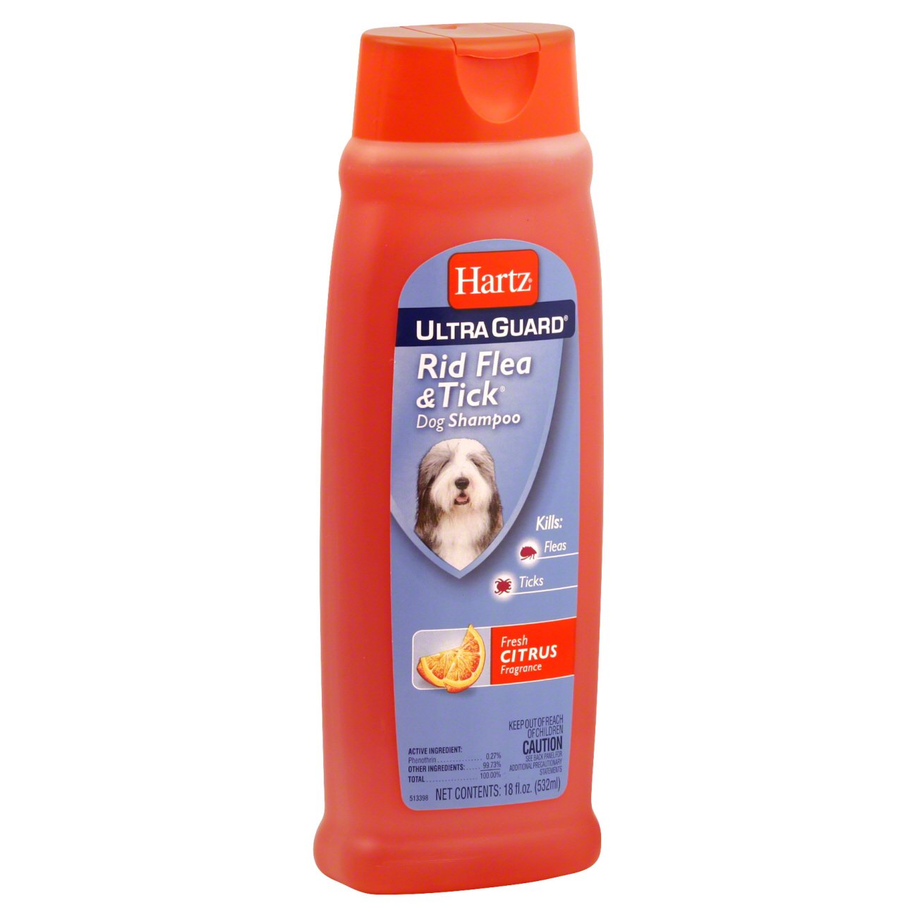 Pasteur Pharmacy Ug Rid Flea Dog Shampoo in 18 oz bottle, showing the label and product packaging.
