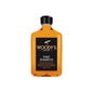 Woody's for Men daily shampoo in 12 fl oz bottle, designed for normal to oily hair, by Pasteur Pharmacy.