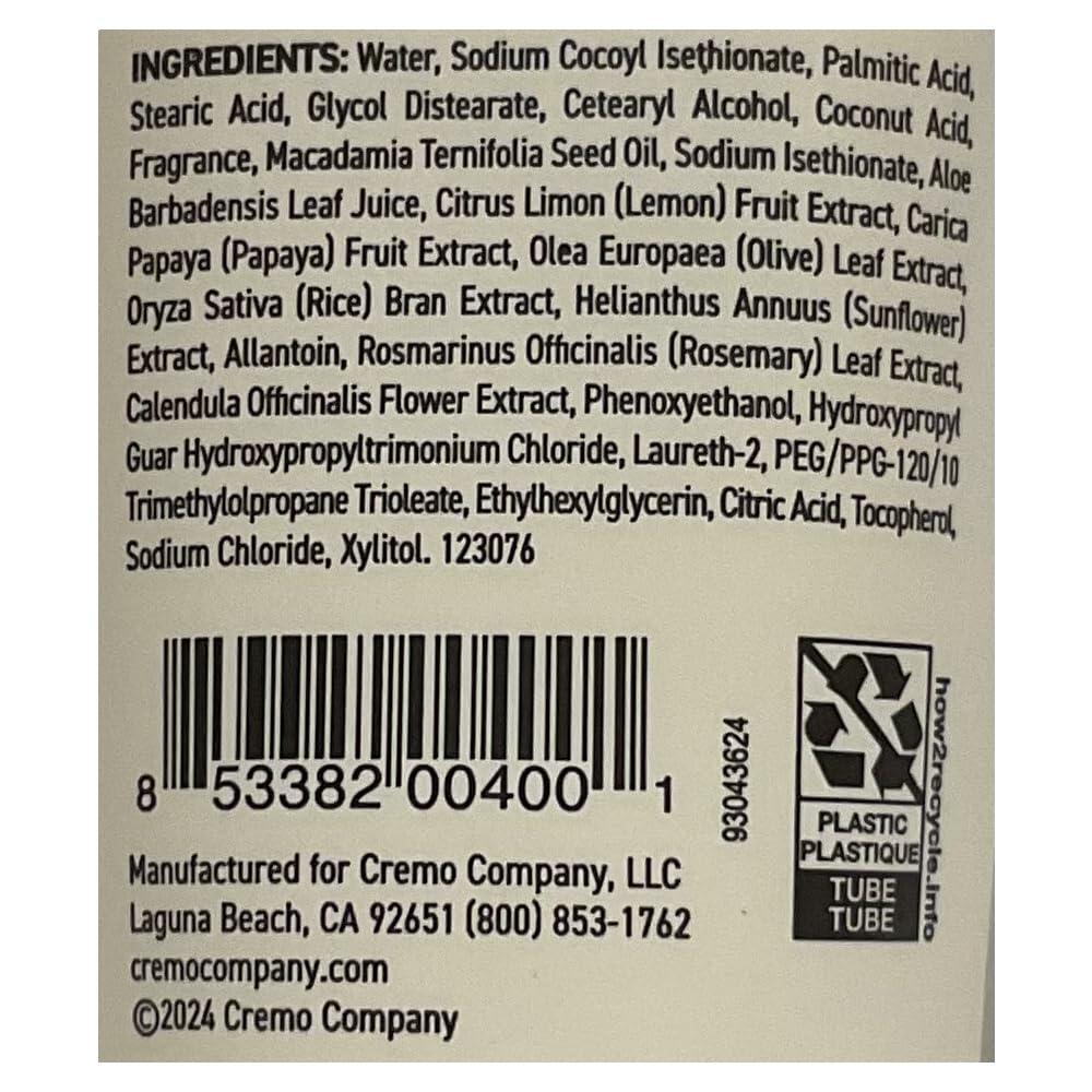 Cremo Classic Citrus moisturizing shave cream in a 6 oz tube, perfect for smooth, refreshing shaving with natural citrus scent