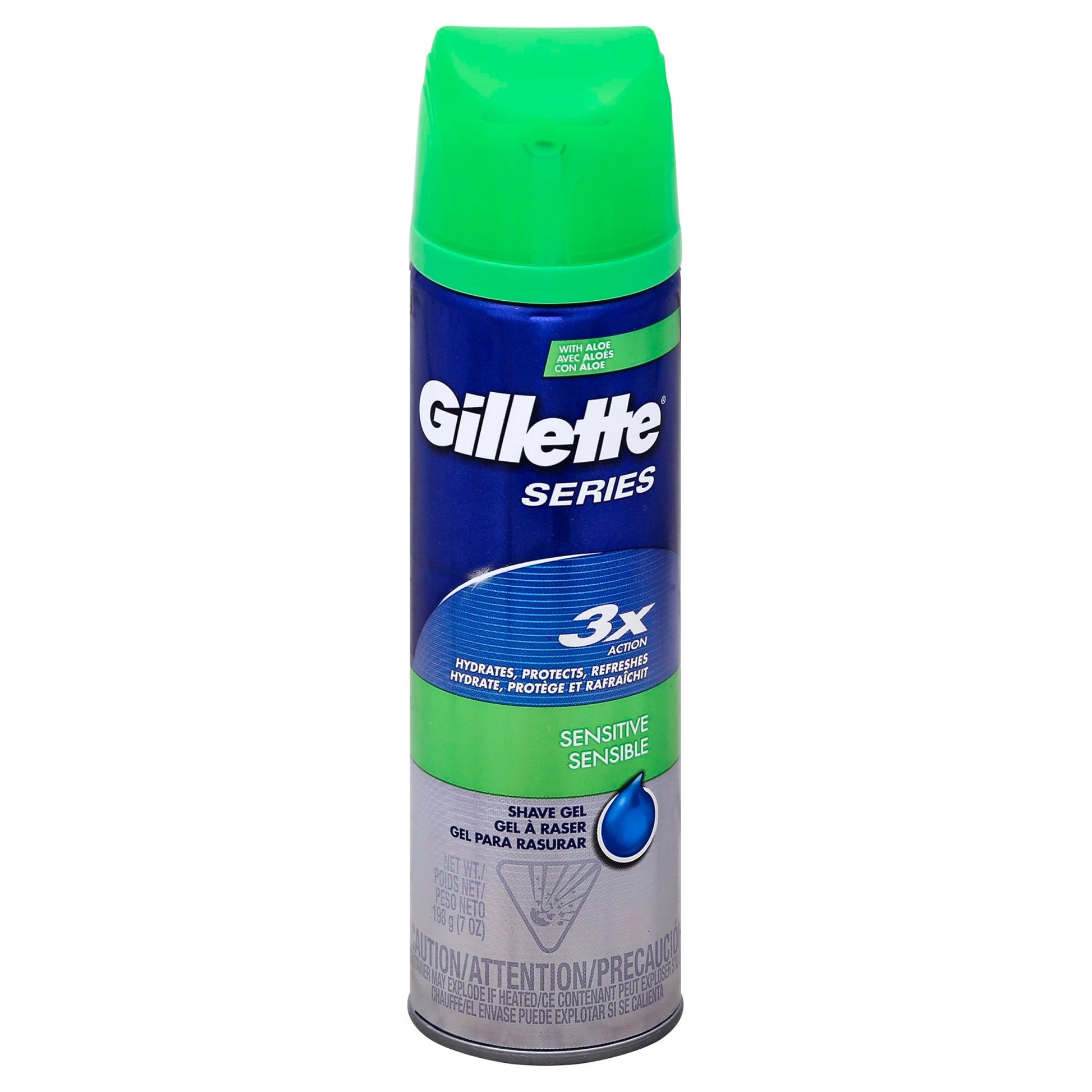 Gillette Series Sensitive Soothing Shave Gel with Aloe Vera, men's shave gel in a tube.