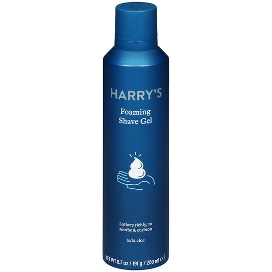 Harry's Sensitive Skin Foaming Shave Gel in a 6.7 oz tube, suitable for gentle, irritation-free shaving by Pasteur Pharmacy.