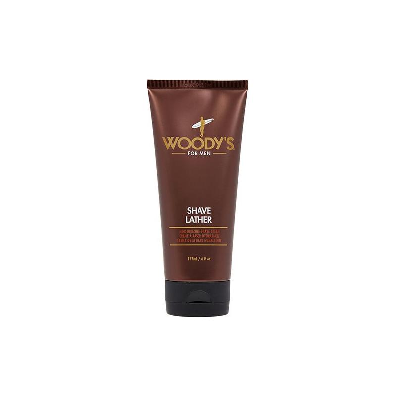Woody's For Men Shave Lather in 6oz jar, creamy shaving foam from Pasteur Pharmacy for a smooth shave.