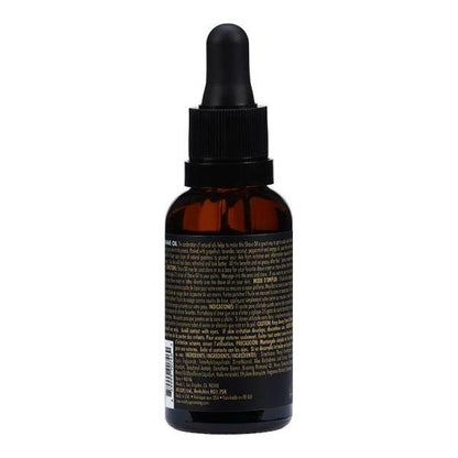 Bottle of Woody's For Men shave oil by Pasteur Pharmacy, 1 fl oz, with natural ingredients for a smooth shave.