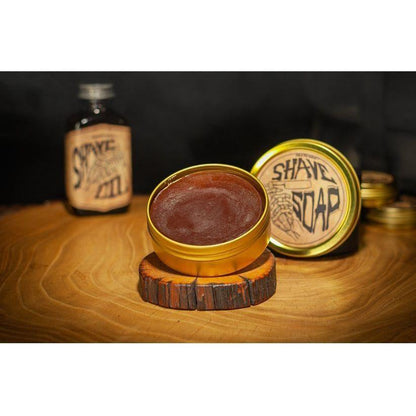 Death Grip Shave Soap by Pasteur Pharmacy in a 4 oz container, featuring a creamy lather for a smooth shave.
