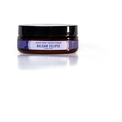 Educated Beards Balsam Eclipse Shave Soap by Pasteur Pharmacy in a 4 oz container, creamy texture, ideal for a smooth shave.