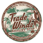 Moon Soaps Trade Winds Shave Soap, 6 oz, in a round container with a label featuring a nautical design.