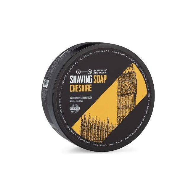 Pasteur Pharmacy Barrister & Mann Cheshire Collection shave soap in a 4 oz container, with a classic design and label detail.