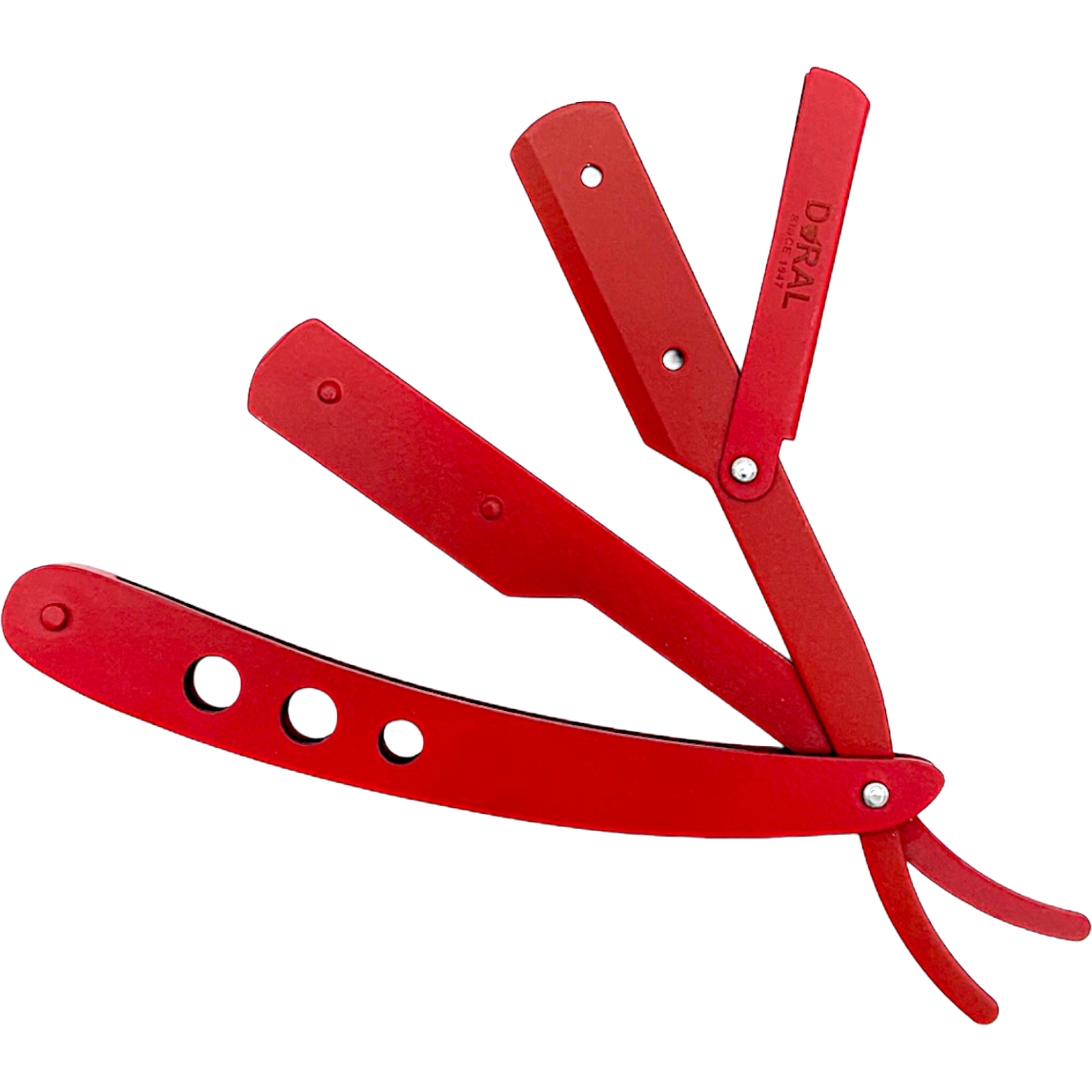 Dural Red Shavette Razor by Pasteur Pharmacy, model Harlow SE-063, with red handle and 3oz size, shown in close-up image.