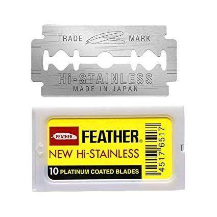 Feather New Hi-Stainless Platinum Coated Double Edge Shaving Blades, 10-pack, for smooth, close shave by Pasteur Pharmacy.