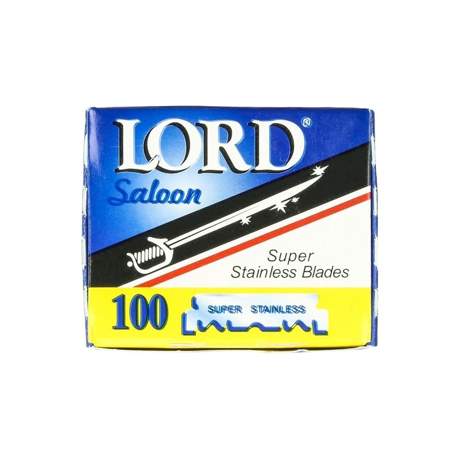 Lord Saloon Super Stainless Shaving Blades, 100-count pack, sharp and durable blades for smooth shaves, from Pasteur Pharmacy.